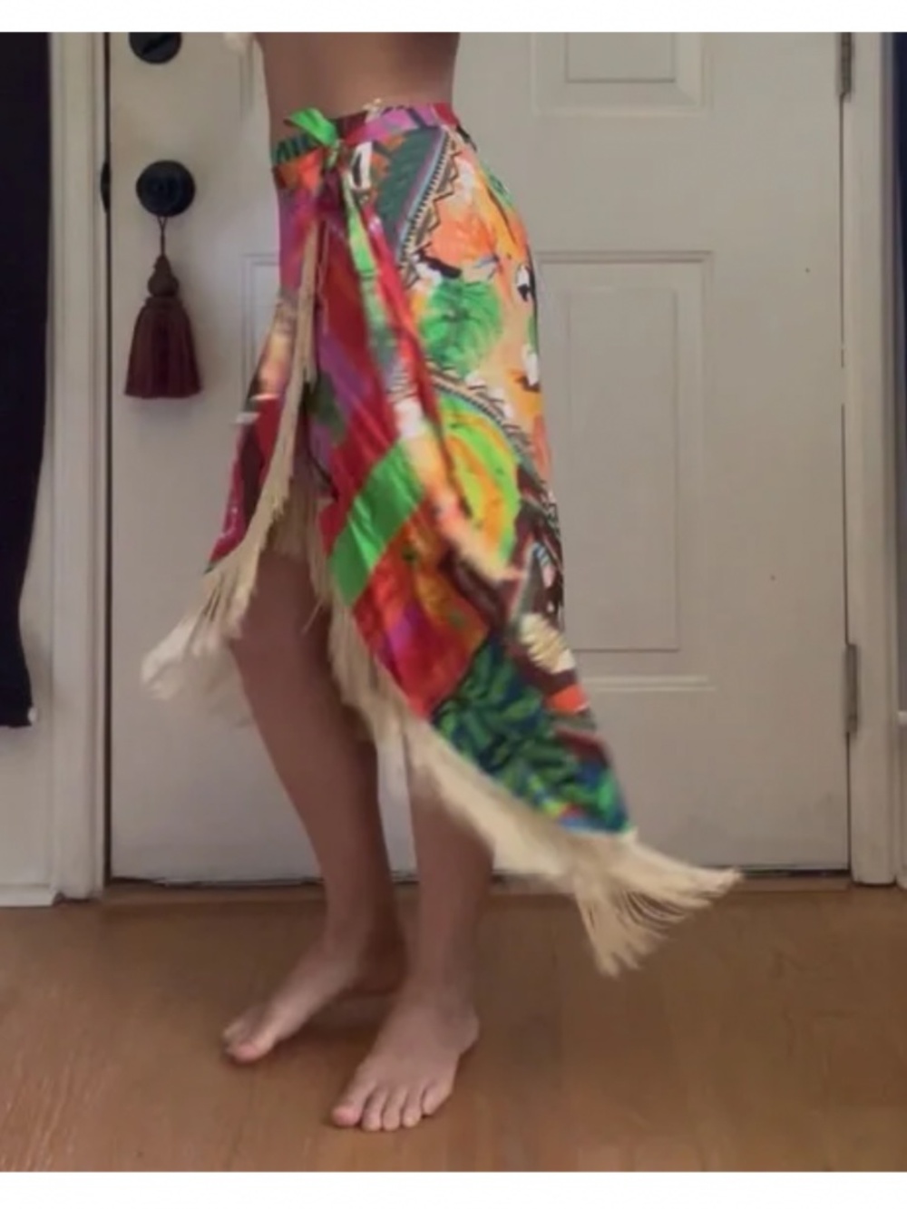 Farm Rio Fringe Wrap Skirt